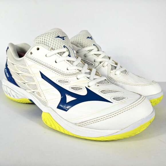 Mizuno Wave Claw 3 Unisex Size 7 US 6 UK White Blue Green Badminton Shoes 71GA19 - Picture 1 of 16